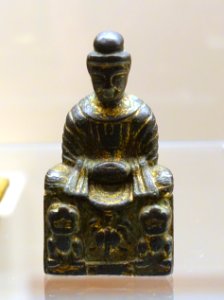 Buddha on Lion Throne, Northern China, Sixteen Kingdoms period, 304-439 AD, gilt bronze - Ethnological Museum, Berlin - DSC02128