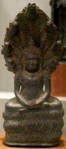 Buddha Mucilinda, Cambodia, Bayon period, late 12th early 13th century, bronze, HAA photo