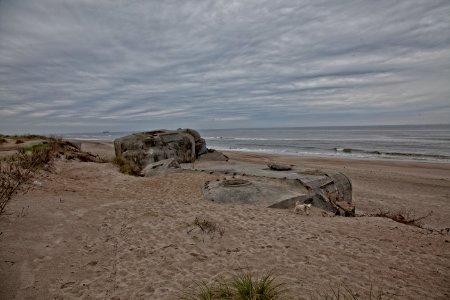 Bunker wreck in Denmark, Holmsland Klit, seaside