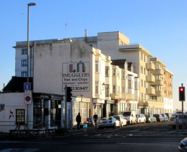 Buildings at Southeast end of High Street, Rottingdean (December 2016)