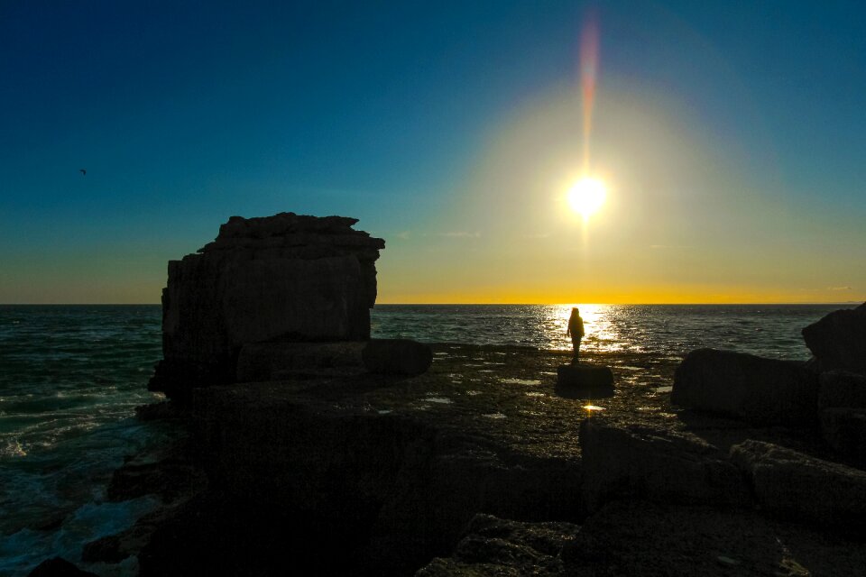 In the evening sunset horizon