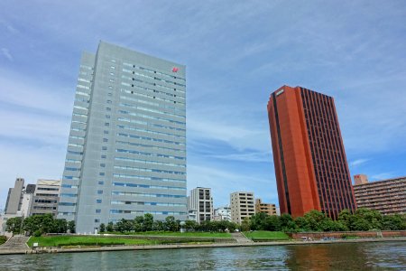 Buildings on the Sumida River - Chuo, Tokyo, Japan - DSC06275