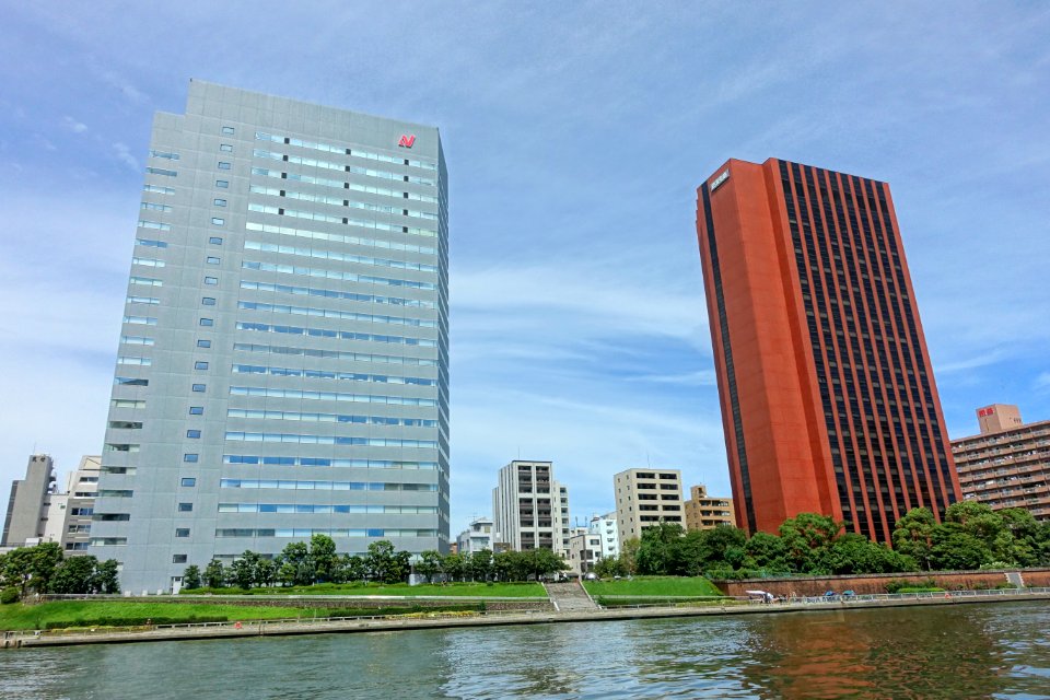 Buildings on the Sumida River - Chuo, Tokyo, Japan - DSC06277