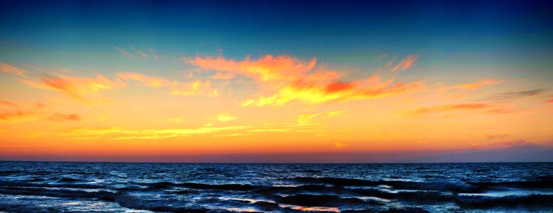 Sea sunset panorama photo