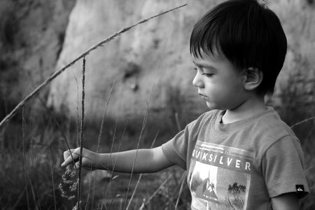 Child portrait innocent hands photo