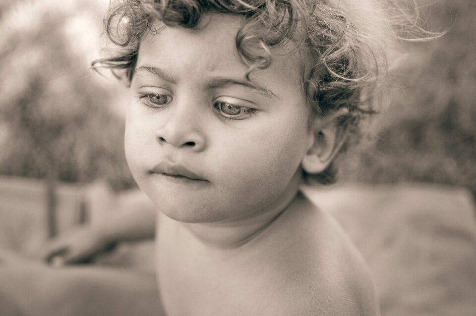 Sepia angel blue eyes