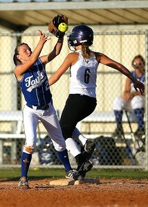 Action first base runner photo