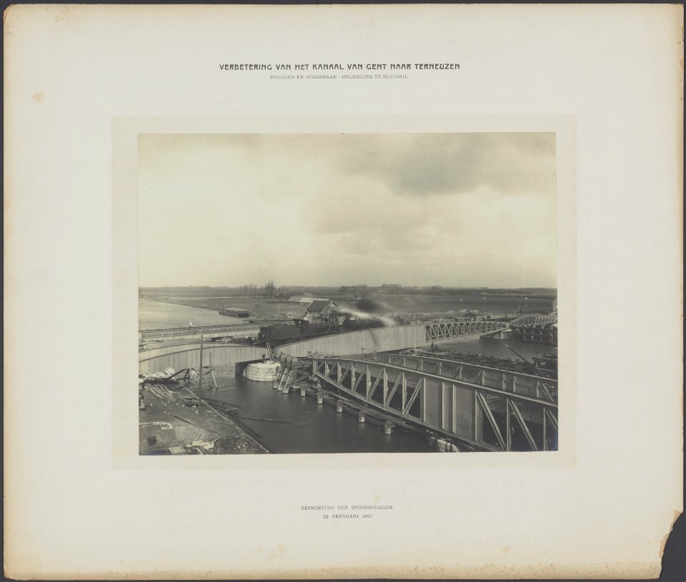 Bruggen en spoorbaanomlegging te Sluiskil. Beproeving der spoorbruggen, Bestanddeelnr 701