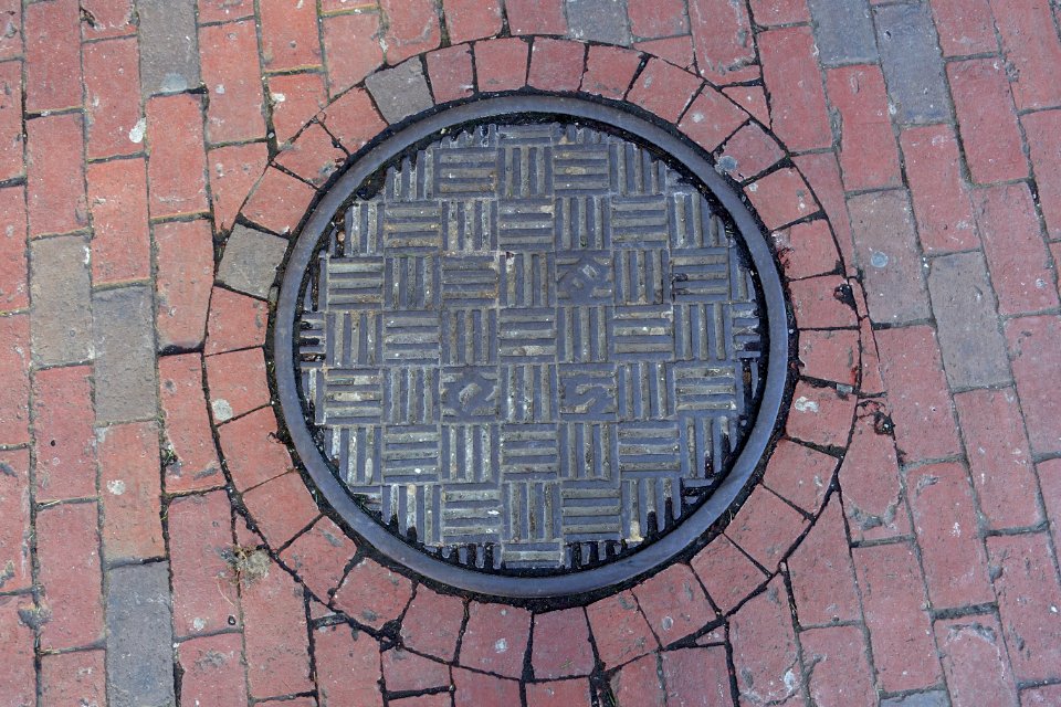 BSD in woven disk street hole cover - Beacon Hill - Boston, MA - DSC02361