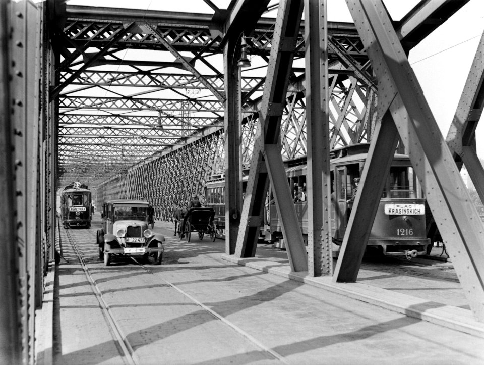 Brug over de Weichsel (Wisla) die Warschau met voorstad Praga verbindt, Bestanddeelnr 190-0035