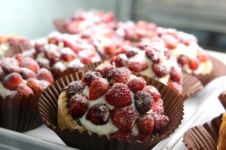 Whipped cream strawberries sugar photo