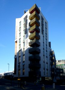 Building at Fleet Street-Stroudley Road junction, New England Quarter, Brighton (January 2014) (2)