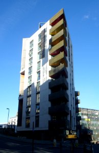 Building at Fleet Street-Stroudley Road junction, New England Quarter, Brighton (January 2014) (1)