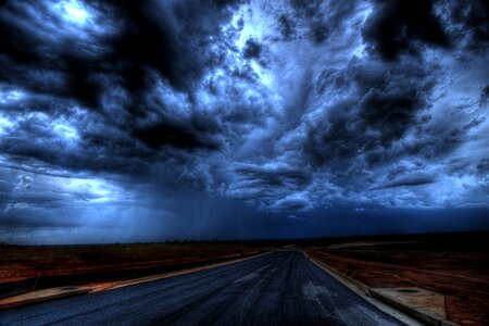Dark gloomy road photo