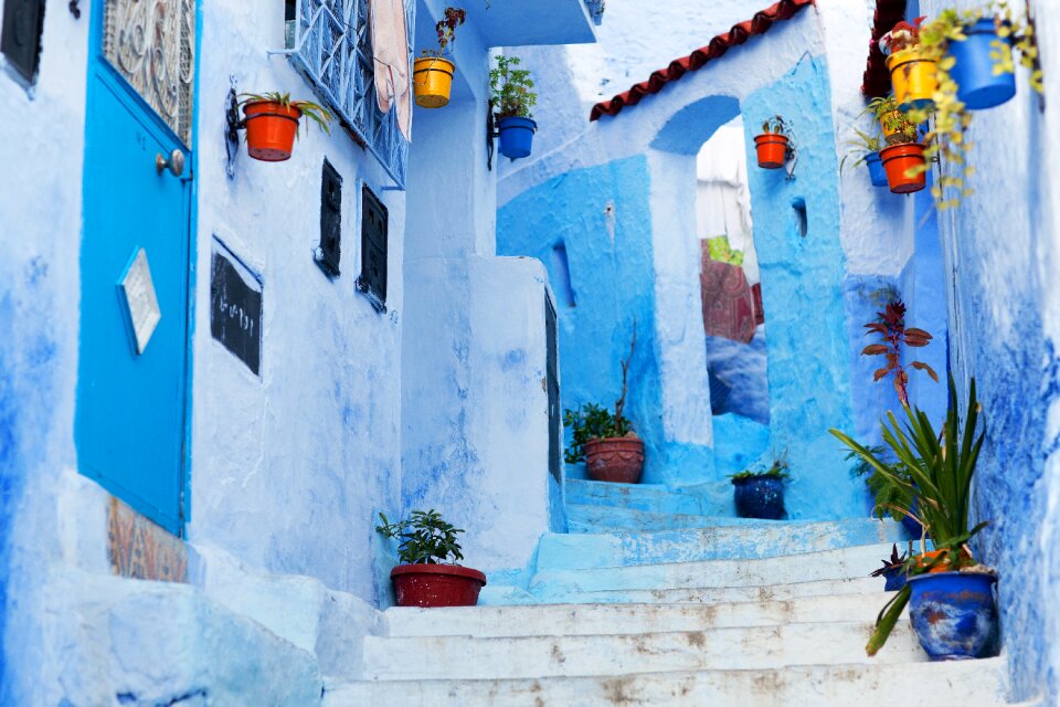 Chaouen old town blue-washed buildings
