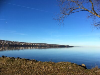 Lake bluish shimmering photo