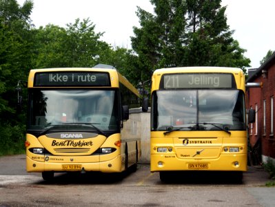 Buses in Vejle, SCANIA BentThykjoer and Volvo Sydtrafik bus photo