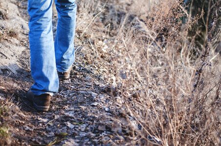 Jeans walking shoes walking boots photo