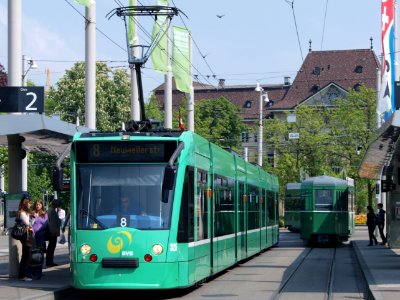 BVB Tram car 325, line 8 towards Neuweilerstrasse at Basel, Switserland p01