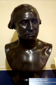 Bust of George Washington, Wedgwood, based on Houdon's statue in the Virginia State Capitol, 1875, black basalt stoneware - The Lyceum - Alexandria, Virginia - DSC03491