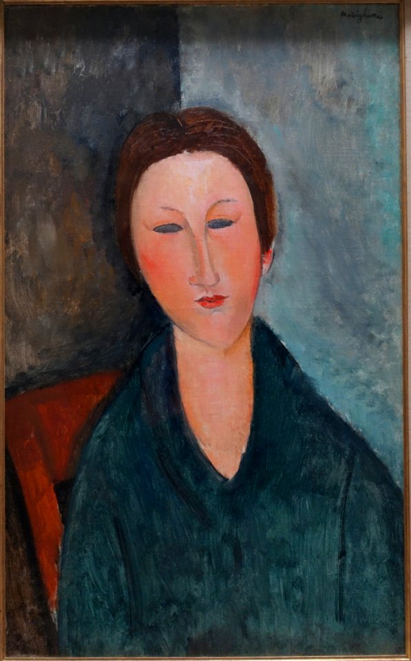 Buste de jeune fille (Mademoiselle Marthe) by Amedio Modigliani, c. 1916-1917, oil on canvas - Matsuoka Museum of Art - Tokyo, Japan - DSC07394