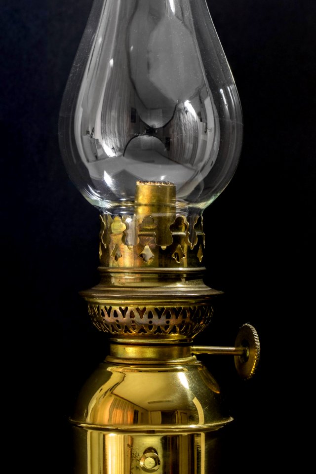 Burner on a brass kerosene lamp