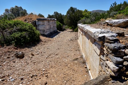 Burial monuments on the ancient road to Rhamnous on 22 July 2020