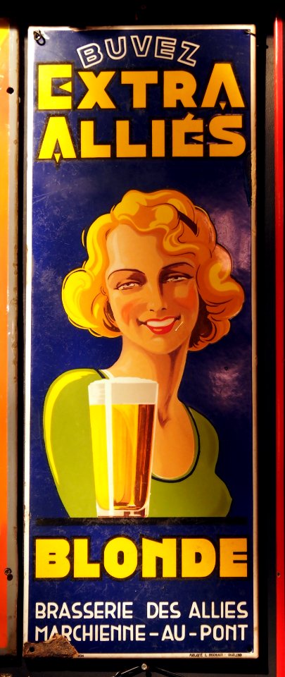 Buvez Extra Alliés Blonde enamel advertising sign