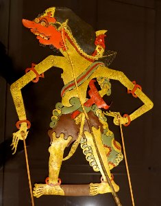 Burisrawa, wayang kulit puppet, Java, collected in 1894, wood, rawhide, metal, pigment - Pacific collection - Peabody Museum, Harvard University - DSC06107