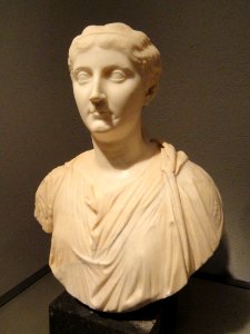 Bust of Antonia the Younger, c. 37-54 AD, Roman, Parian marble with restorations in Carrara marble - Sackler Museum - DSC02293