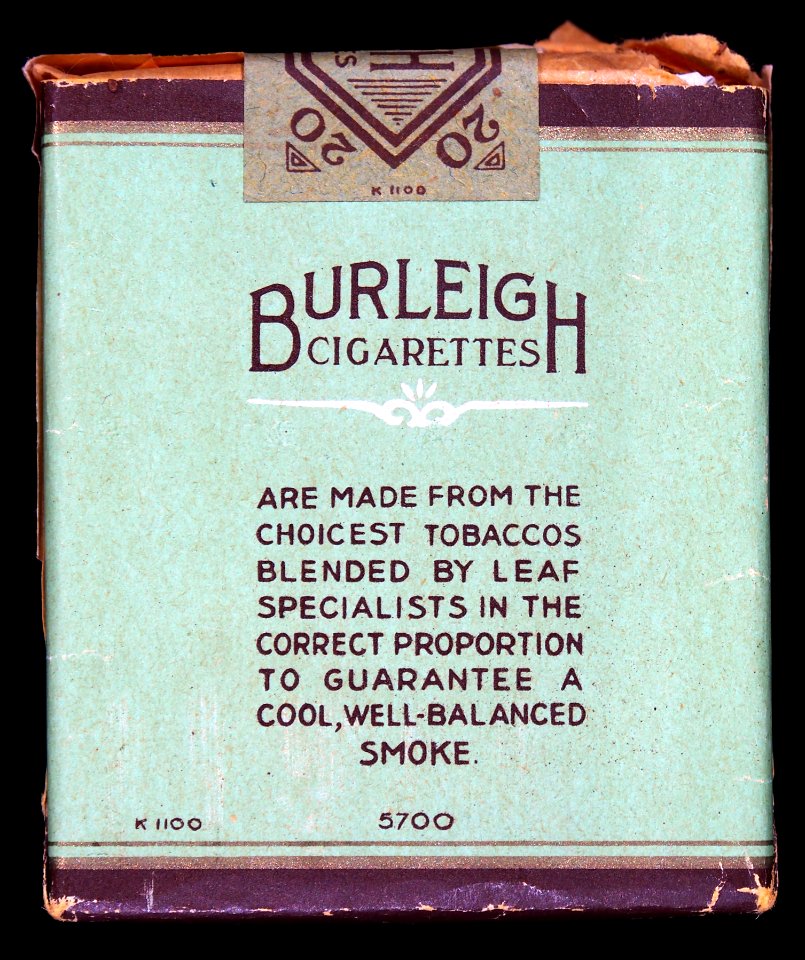Burleigh cigaretts pack, back