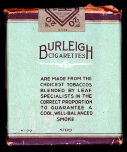 Burleigh cigaretts pack, back