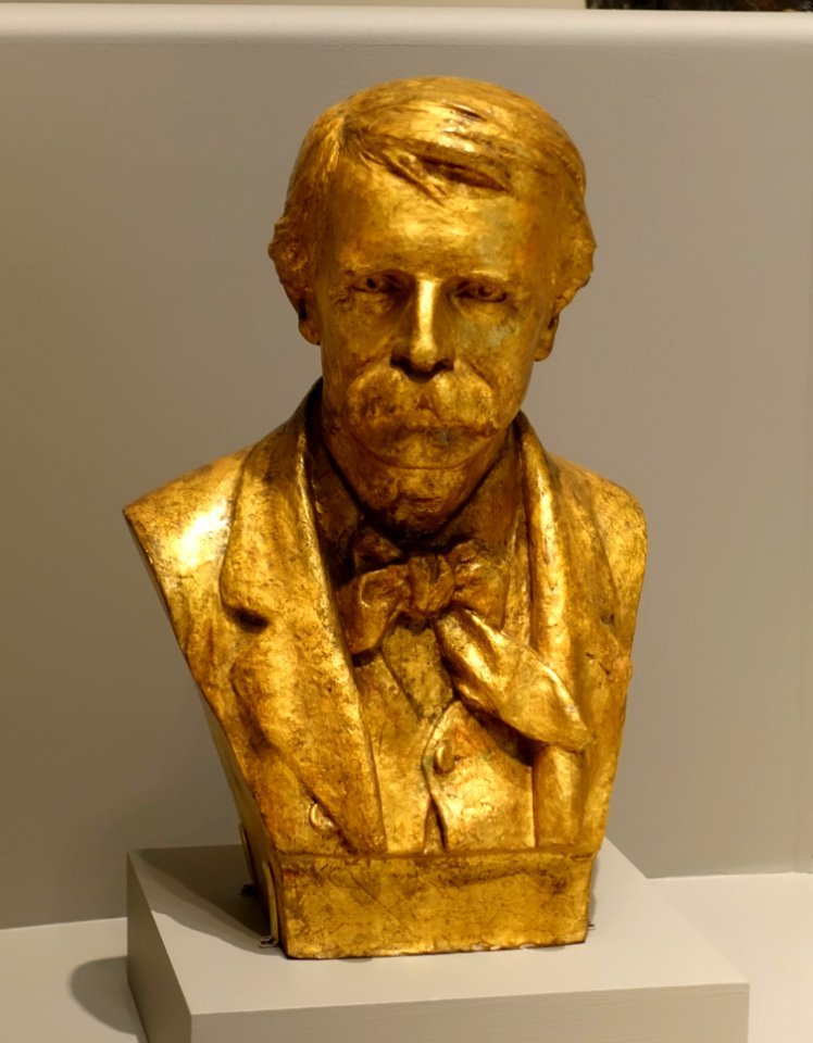 Bust of Edward Souther Griffin by Walter Griffin, 1881, plaster and gold leaf - Portland Museum of Art - Portland, Maine - DSC03954