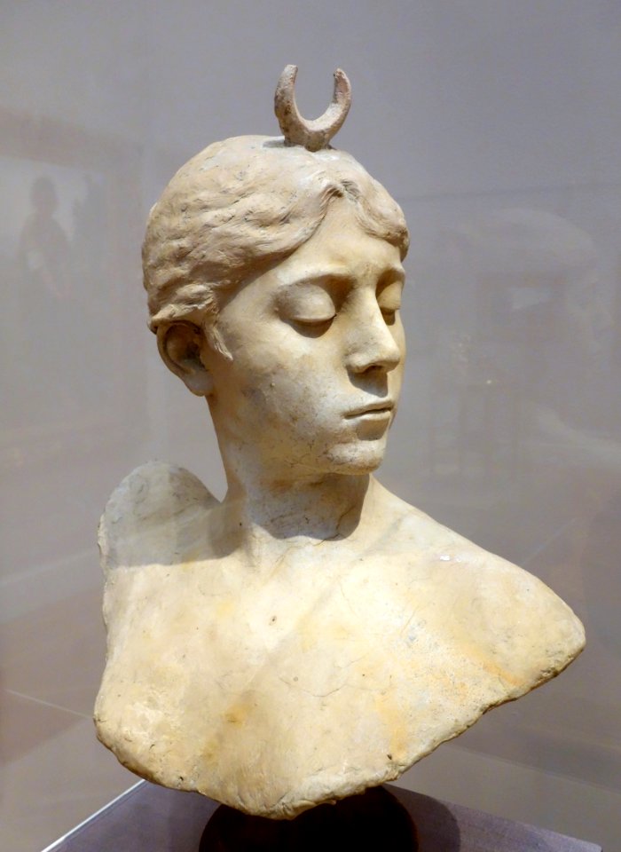 Bust of Diana by Jean-Alexandre-Joseph Falguiere, France, c. 1882, terracotta - California Palace of the Legion of Honor - DSC07769