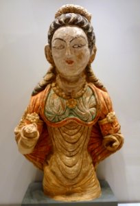 Bust of a Devata, Shorchuk, Kirin Cave, 5th-6th century AD, painted clay - Ethnological Museum, Berlin - DSC01453