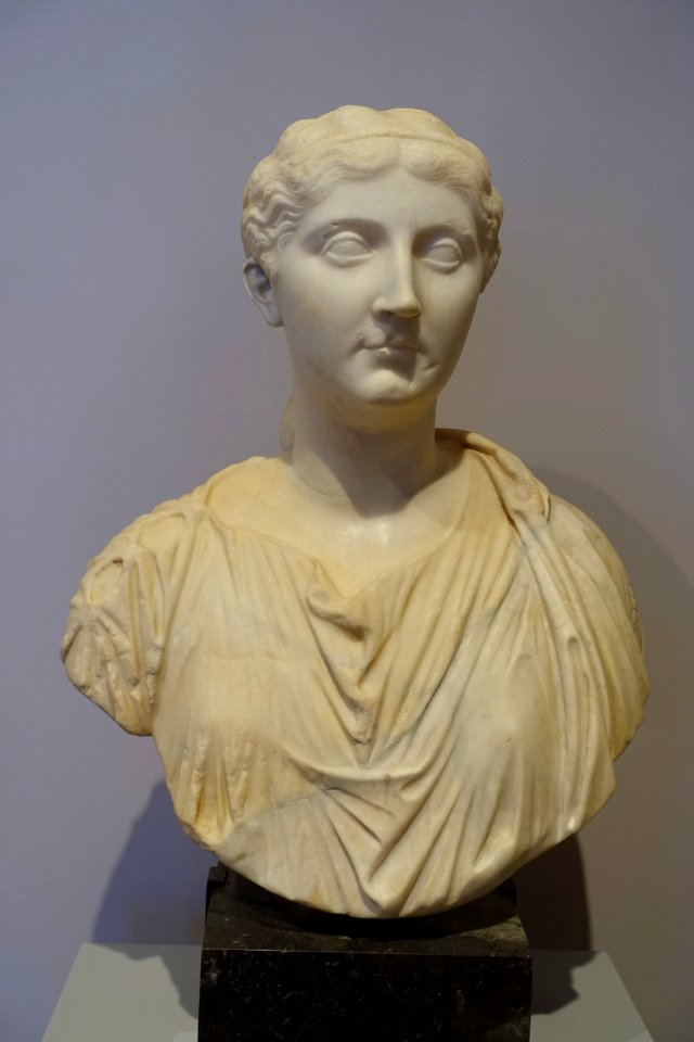 Bust of Antonia the Younger, c. 37-54 AD, Roman, Parian marble with restorations in Carrara marble - Sackler Museum - Harvard University - DSC01832