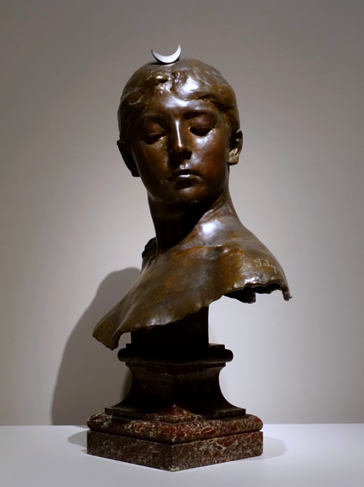 Bust of Diana, by Jean-Alexandre-Joseph Falguiere, c. 1882, bronze - Portland Museum of Art - Portland, Maine - DSC03952