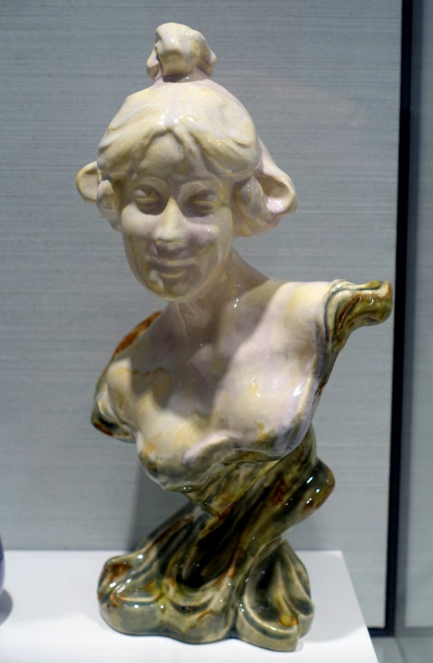 Bust of a Woman, by Hans Christiansen, Villeroy & Boch, Wallerfangen,, c. 1898, stoneware - Hessisches Landesmuseum Darmstadt - Darmstadt, Germany - DSC01010