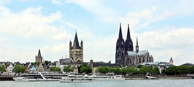 Cologne philharmonic ground-hoff dome rhine ships photo