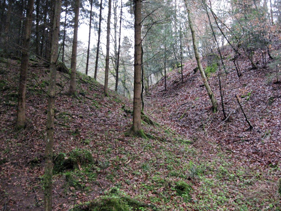 Burgstall Holenstein, Hintere Scharte, Blick nach E