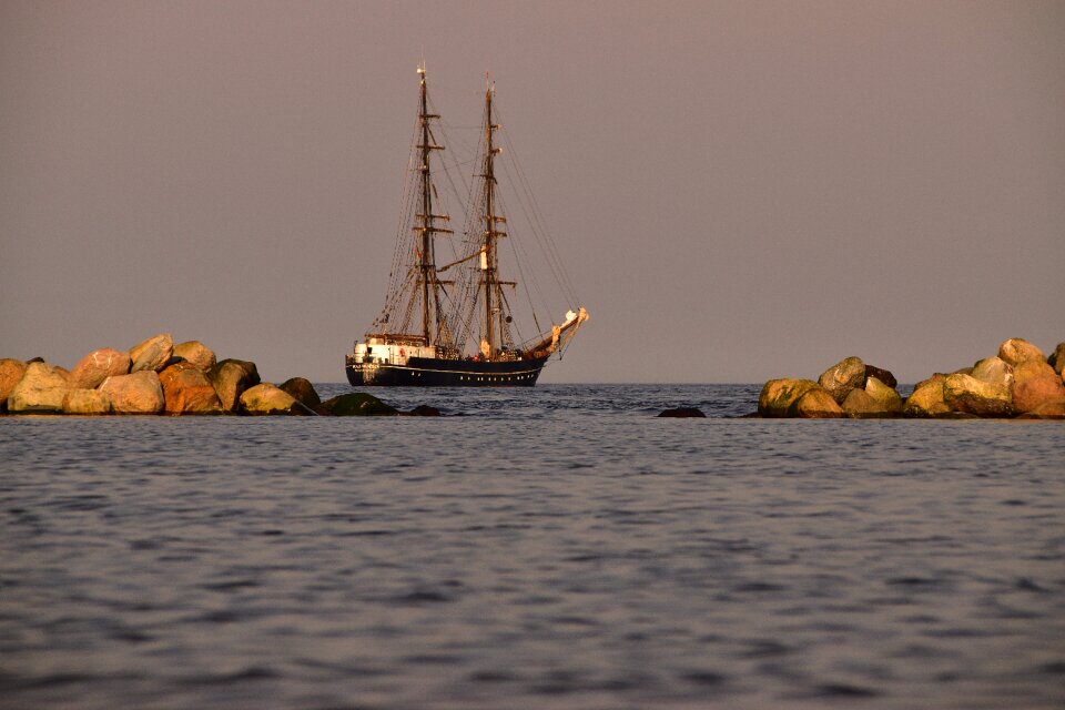 Evening sun water boat