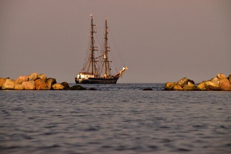 Evening sun water boat