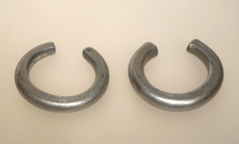 Bracelets given to Ke Ve by her parents-in-law, Ta Oi, A Luoi, Thua Thien Hue, 1956, silver - Vietnamese Women's Museum - Hanoi, Vietnam - DSC04395