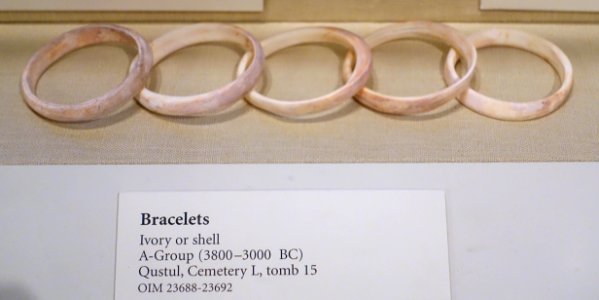 Bracelets, Qustal, Nubia, Cemetery L, tomb 15, A-Group, 3800-3000 BC, ivory or shell - Oriental Institute Museum, University of Chicago - DSC08019