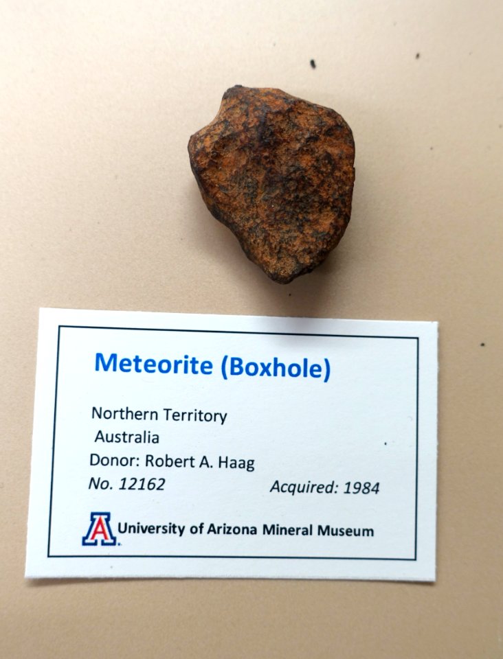Boxhole meteorite, Australia - University of Arizona Mineral Museum - University of Arizona - Tucson, AZ - DSC08513