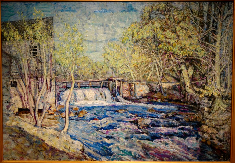 Bradberry's Mill Dam in Spring by Edward Francis Rook, c. 1910-1915, oil on canvas - New Britain Museum of American Art - DSC09596