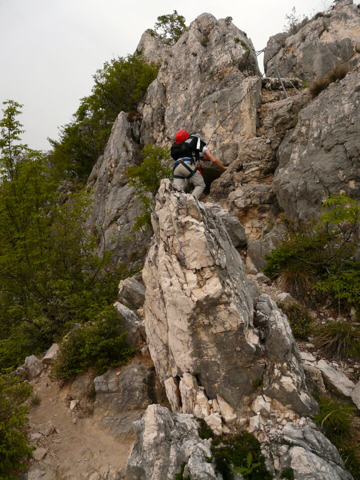 Person hiking climbing