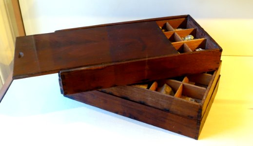 Box for geological specimens, made by Henry David Thoreau, mahogany, pine - Concord Museum - Concord, MA - DSC05637 photo