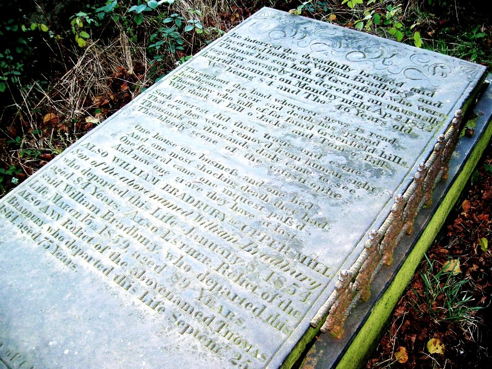 Bradbury family gravestone, St Chad's churchyard, Uppermill, Saddleworth