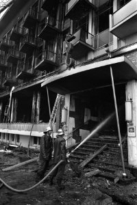 Brand in hotel t Silveren Seepaerd in Eindhoven elf doden, overzicht blussings…, Bestanddeelnr 924-9809